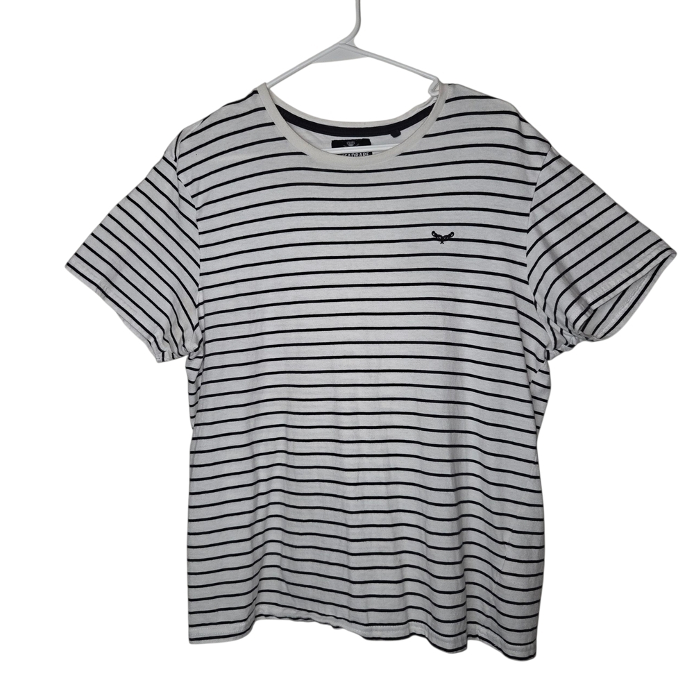 Reserved Men's Black and White Striped Tee